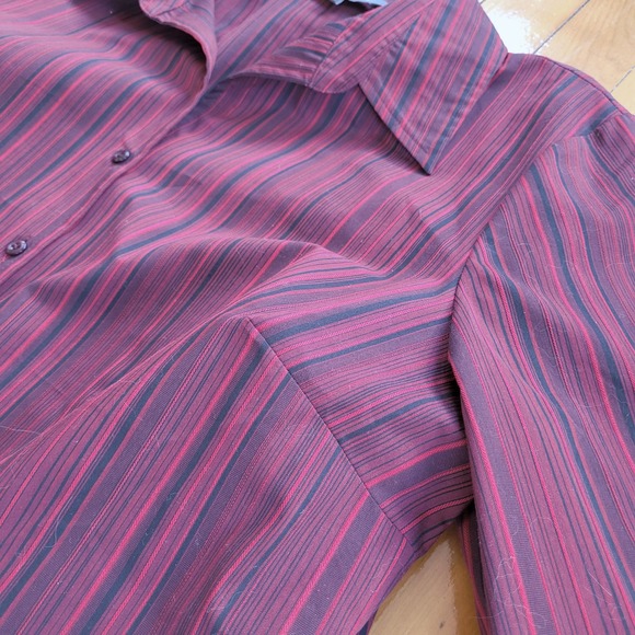 Addition Elle Burgundy Vertical Striped Button Down Blouse Size 14 - Picture 7 of 11